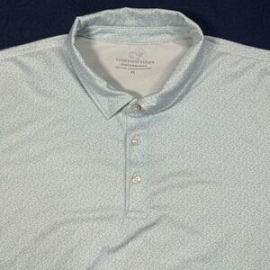 Vineyard Vines Performance Polo Shirt Mens XL Blue AOP Short‎ Sleeve Golf